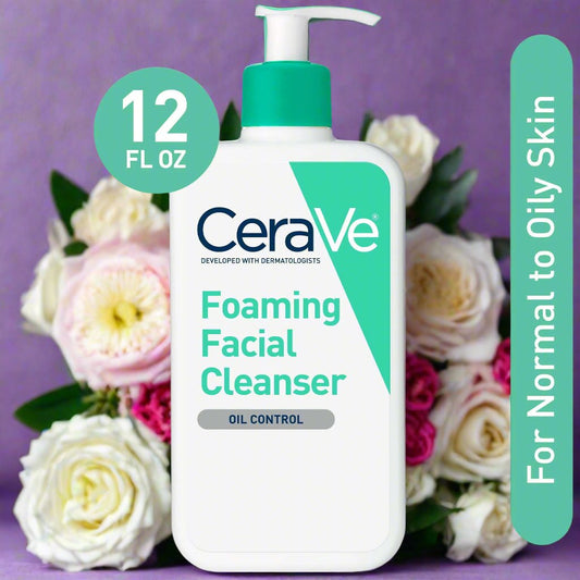 (2 Pack) CeraVe Foaming Facial Cleanser - Daily Face Wash for Normal to Oily Skin, 12 fl oz - Dermatologist-Developed Formula