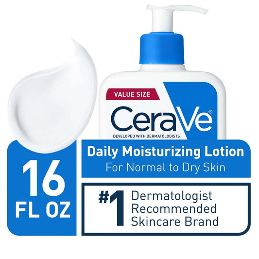 CeraVe Daily Moisturizing Face & Body Lotion with Hyaluronic Acid for Normal to Dry Skin, 16 oz