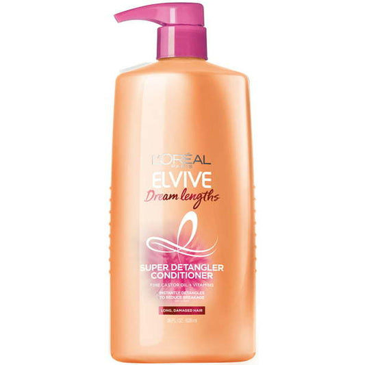 L'Oreal Elvive Dream Lengths Super Detangler Conditioner with Castor Oil, 28 fl oz