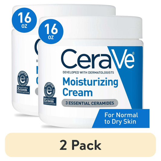 (2 pack) CeraVe Moisturizing Cream, Face Moisturizer & Body Lotion for Normal to Very Dry Skin, 16 oz